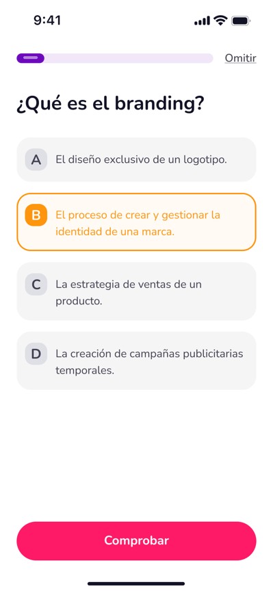 Pantalla de la app mostrando el proceso de generación de contenido personalizado por IA